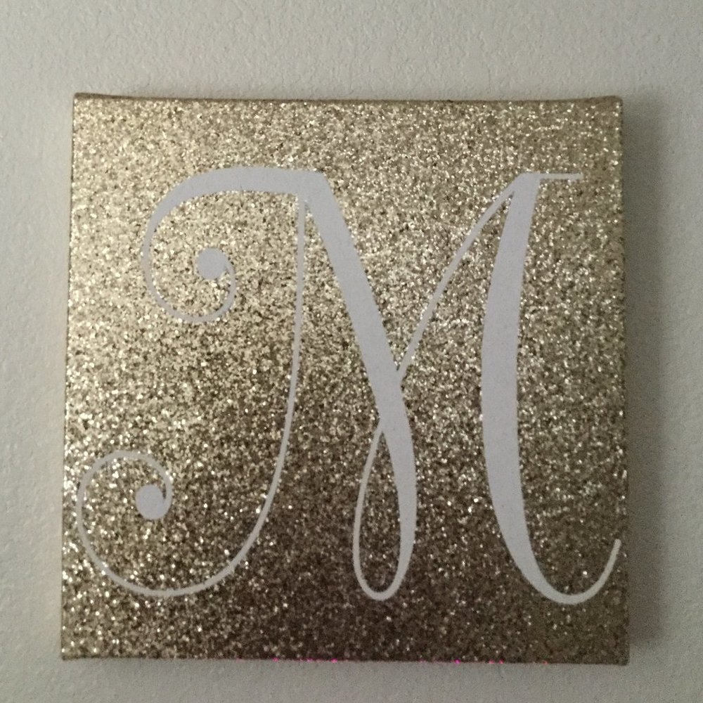 Glitter Letter M Canvas